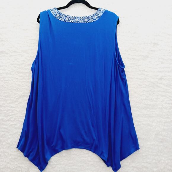 Tunic Tank Top Size 3X Royal Blue Adrianna Papell Embroidered Quiet Luxury Siren - Picture 2 of 10